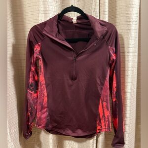 Under Armour Women's Maroon and Red Quarter-Zip Pullover